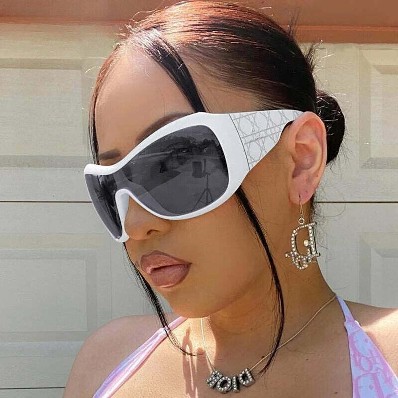 Y2K Oversized Shield Sunglasses for Aesthetic Coquette and Grunge Styles