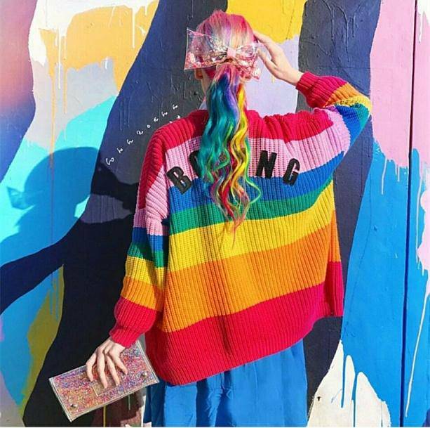 Y2K Rainbow Cardigan: Aesthetic Coquette Style for Trendy Outfits