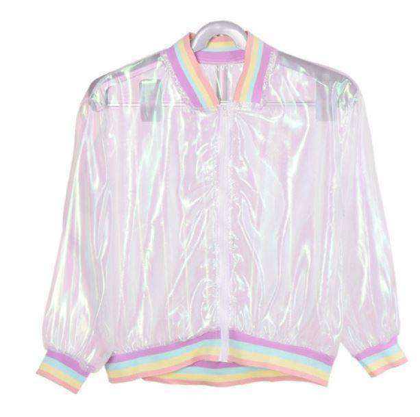 Y2K Rainbow Reflective Jacket - Aesthetic Coquette Style for Trendy Looks