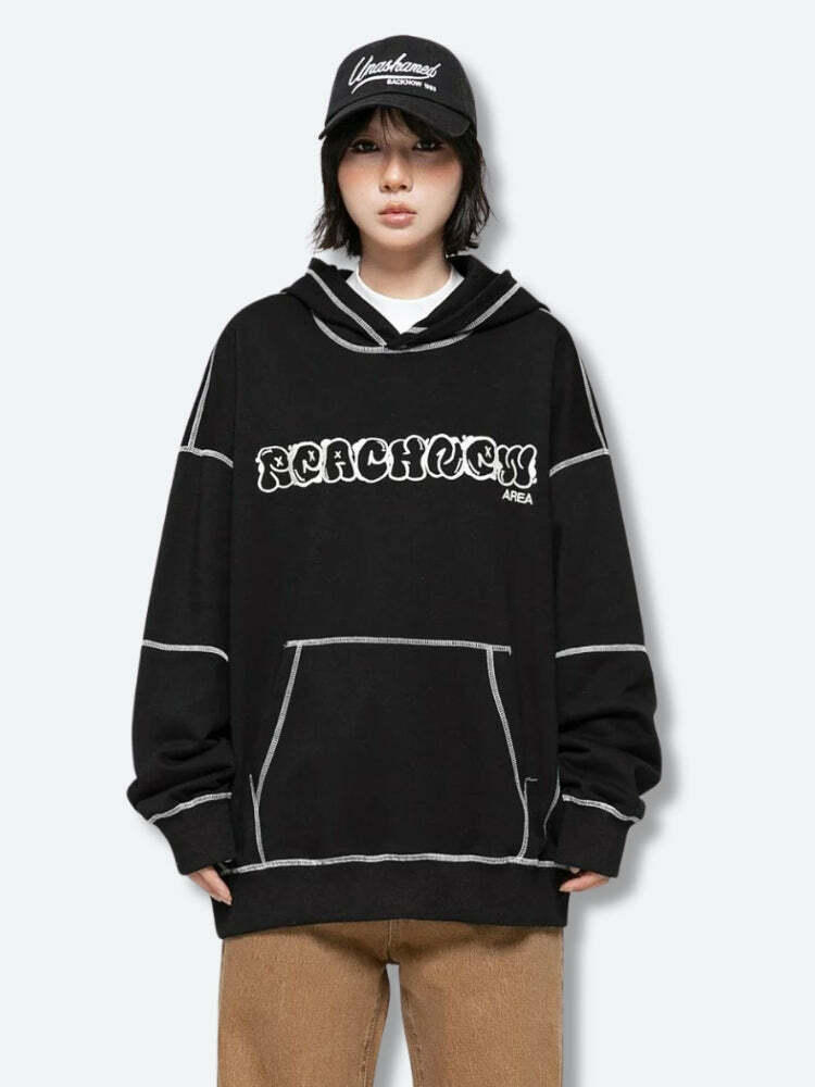 Y2K Skater Hoodie with Aesthetic Graphics and Cozy Fit