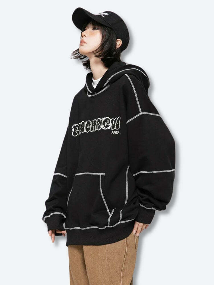 Y2K Skater Hoodie with Aesthetic Graphics and Cozy Fit