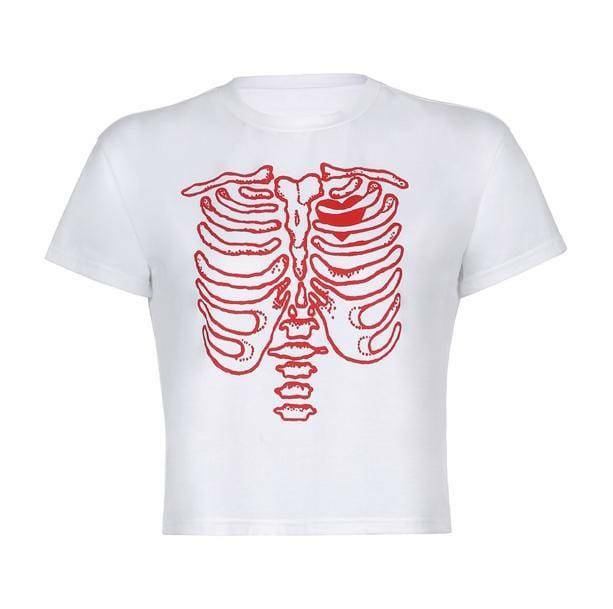 Y2K Skeleton T-Shirt: Aesthetic Grunge Style for Trendy Outfits