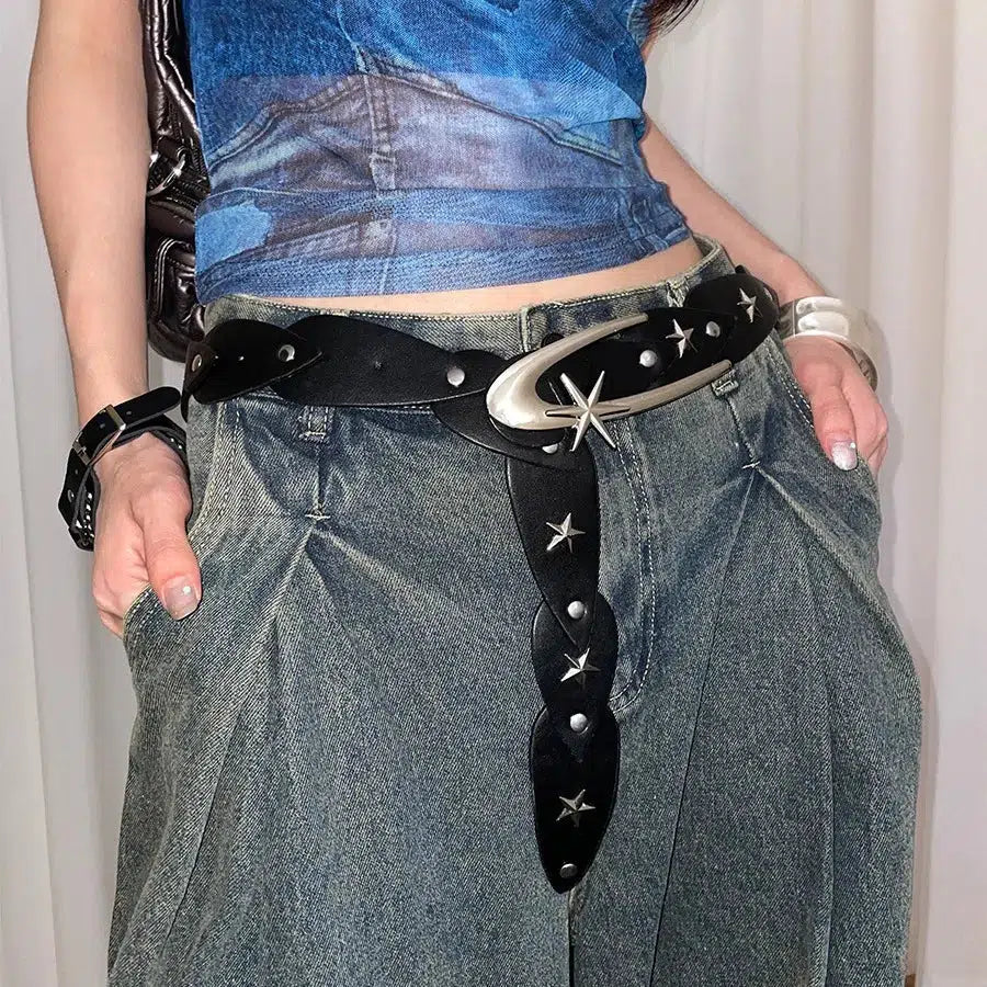 Y2K Star Buckle Belt: Aesthetic Coquette Style for Trendy Outfits