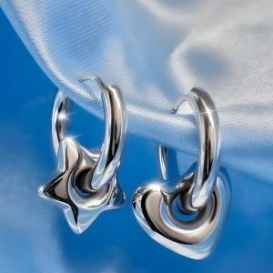 Y2K Star Heart Hoop Earrings - Aesthetic Jewelry for Trendy Styles