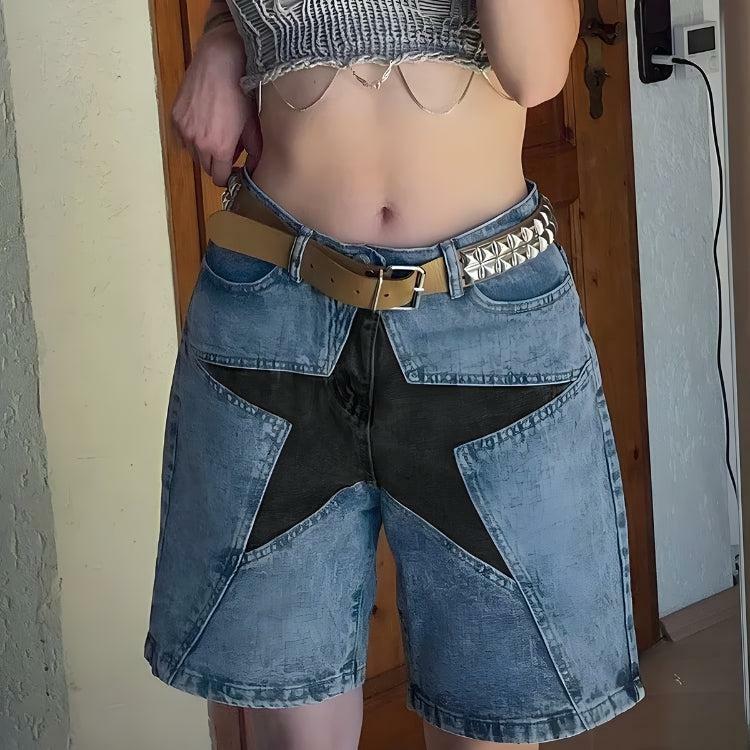 Y2K Star Jean Shorts: Trendy Aesthetic Grunge & Coquette Style