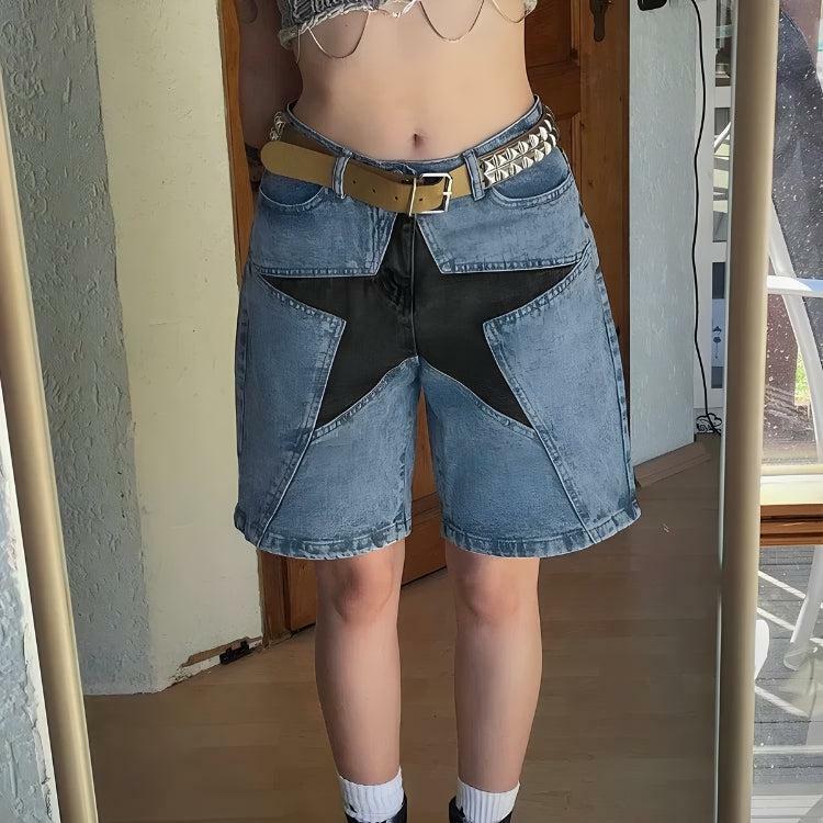 Y2K Star Jean Shorts: Trendy Aesthetic Grunge & Coquette Style