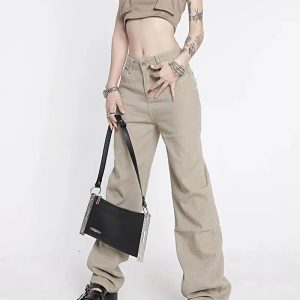 Y2K Star Pockets High-Waist Jeans for Aesthetic Coquette Style