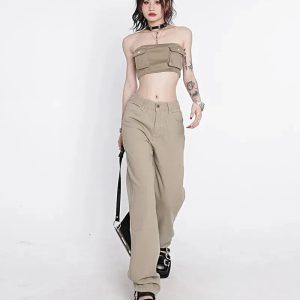 Y2K Star Pockets High-Waist Jeans for Aesthetic Coquette Style