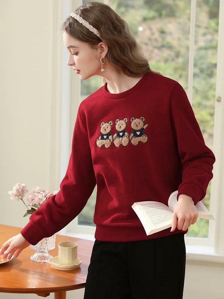 Y2K Teddy Bears Embroidered Sweatshirt - Aesthetic Coquette Style