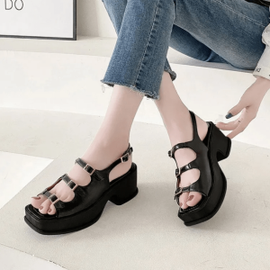 Y2K Vintage Platform Sandals with Buckles for Aesthetic Coquette Style