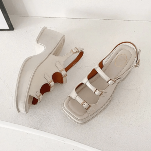 Y2K Vintage Platform Sandals with Buckles for Aesthetic Coquette Style