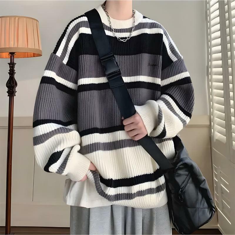 Y2K Vintage Striped Knitted Sweater - Aesthetic Coquette Style