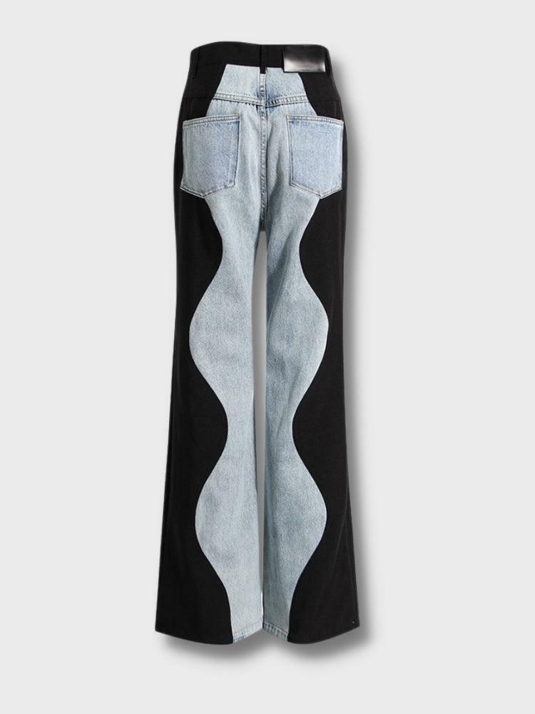 Y2K Wave Panel Jeans: Trendy Aesthetic Grunge Style for Modern Fashionistas