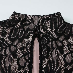 Chic Y2K Lace High Neck Mini Dress - Perfect for Coquette Aesthetic & Grunge Style