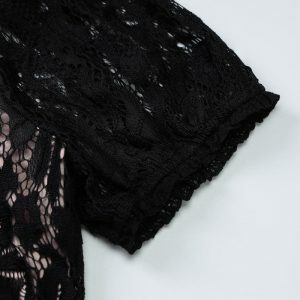 Chic Y2K Lace High Neck Mini Dress - Perfect for Coquette Aesthetic & Grunge Style