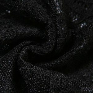Lace Flared Sleeve Star Applique See-Through Crop Top | Goth Emo Darkwave Aesthetic Fashion