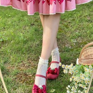 Little Berry - Y2K Fashion Low Heels for Coquette Aesthetic & Grunge Style Outfits