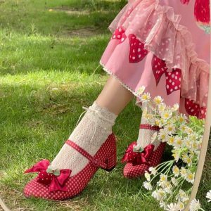 Little Berry - Y2K Fashion Low Heels for Coquette Aesthetic & Grunge Style Outfits