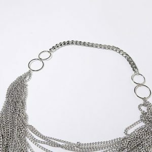 Metal Chain See-Through O-Ring Backless Crop Top - Y2K Fashion & Grunge Aesthetic
