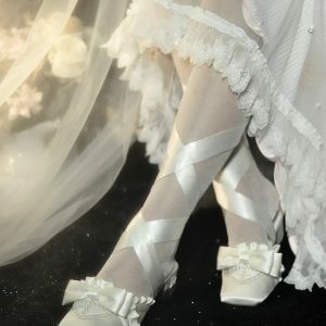 Siren Melody - Y2K Fashion Lace-Up Mules for Coquette Aesthetic & Grunge Style Lovers