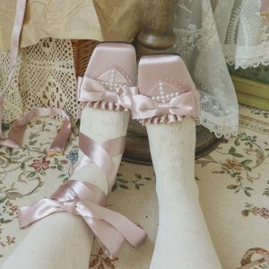 Siren Melody - Y2K Fashion Lace-Up Mules for Coquette Aesthetic & Grunge Style Lovers