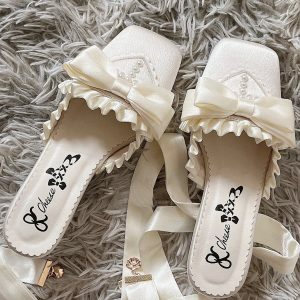 Siren Melody - Y2K Fashion Lace-Up Mules for Coquette Aesthetic & Grunge Style Lovers