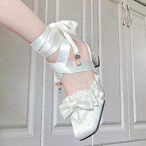 Siren Melody - Y2K Fashion Lace-Up Mules for Coquette Aesthetic & Grunge Style Lovers