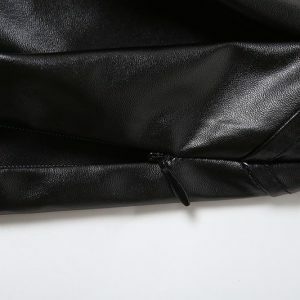 Trendy Y2K Fashion PU Leather Patchwork Irregular Midi Skirt for Grunge & Coquette Aesthetic