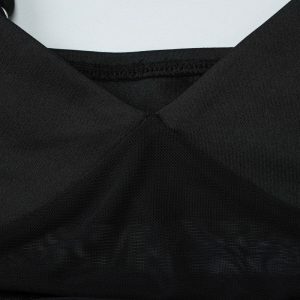 V-Neck Mesh Hollow Out Cami Maxi Dress - Y2K Fashion Meets Coquette Aesthetic Style