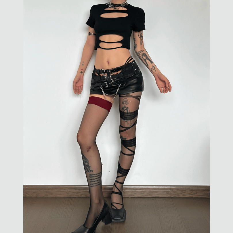 Y2K Aesthetic Short Sleeve Crewneck Crop Top - Cute Solid Design for Grunge & Coquette Styles