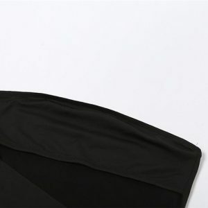 Y2K Fashion Cross Front Solid Mesh Backless Patchwork Tube Mini Dress - Cute & Aesthetic