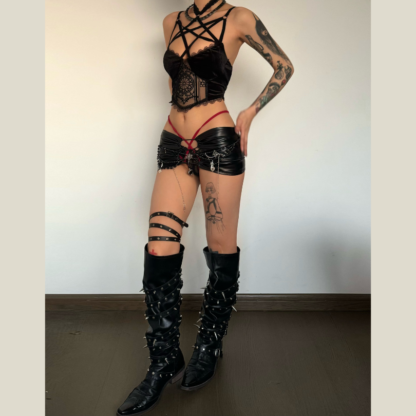 Y2K Fashion Halter Harness Velvet Cami Top - Cute Grunge Aesthetic for Stylish Outfits