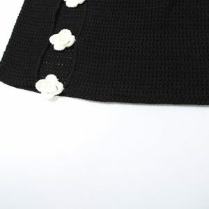 Y2K Fashion Halter Knitted Flower Applique 3-Piece Mini Skirt Set for Cute Aesthetic Outfits