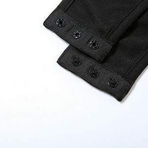 Y2K Fashion High Neck O-Ring Lace-Up Bodysuit with Hollow Out Gloves for Grunge Aesthetic