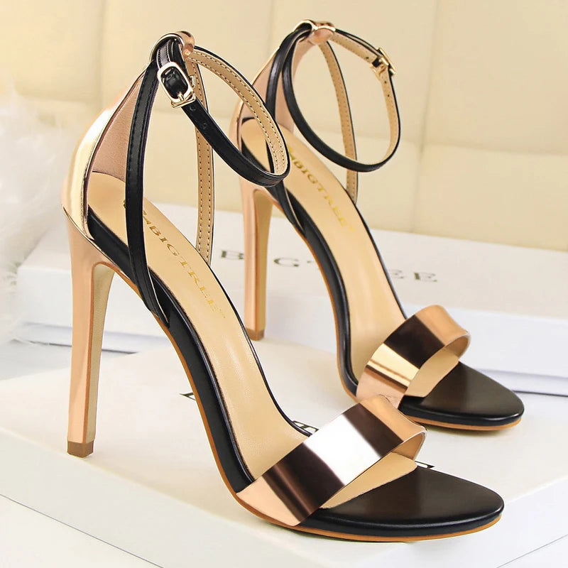 Y2K Fashion Pu Leather Women Pumps - 11cm Super High Heels with Belt Buckle for Grunge Aesthetic