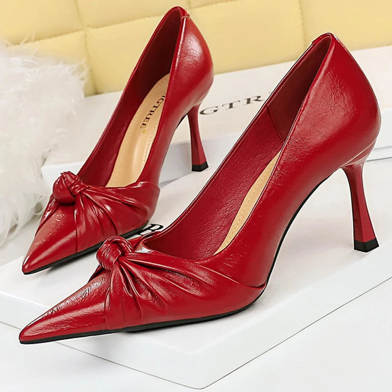 Y2K Fashion Red Women Pumps - Sexy High Heels Stilettos 8cm Pointed Toe for Grunge Aesthetic