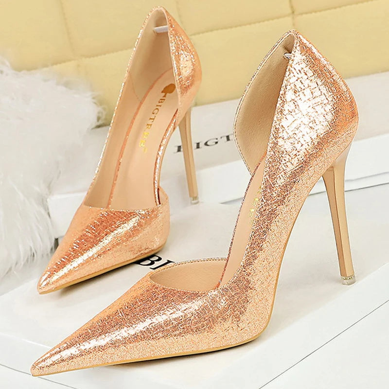 Y2K Fashion Sequin High Heels Pumps - Glam Wedding Shoes for Coquette Aesthetic Style