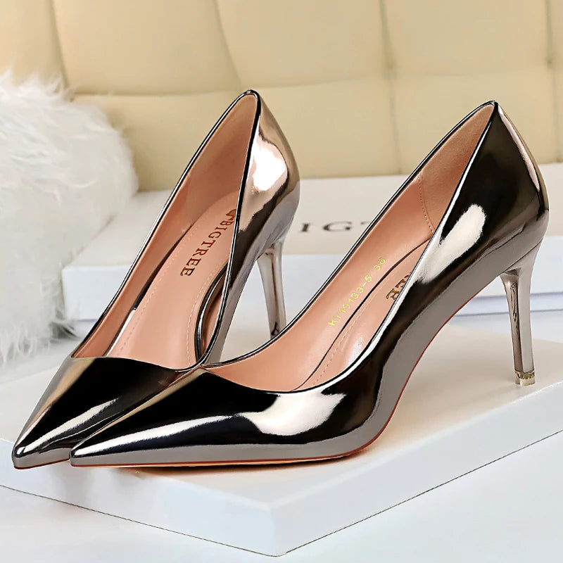 Y2K Fashion Sexy Kitten Heels Pumps - Patent Leather Stiletto Wedding Shoes for Aesthetic Outfits