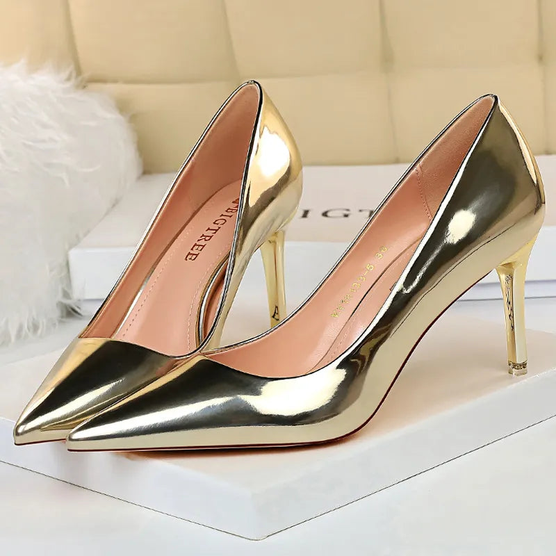 Y2K Fashion Sexy Kitten Heels Pumps - Patent Leather Stiletto Wedding Shoes for Aesthetic Outfits