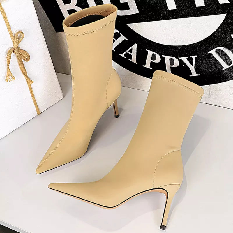 Y2K Fashion Stretch Ankle Boots - Sexy High-Heel Winter Shoes for Grunge & Coquette Aesthetic