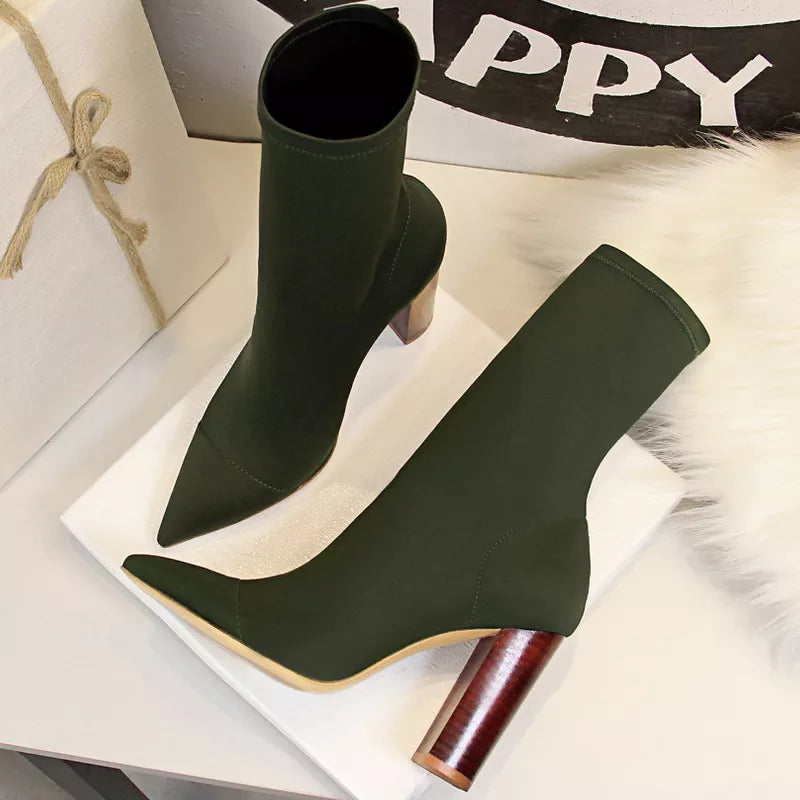Y2K Fashion Stretch Sock Boots - Sexy Ankle Heels for Grunge Aesthetic & Coquette Style