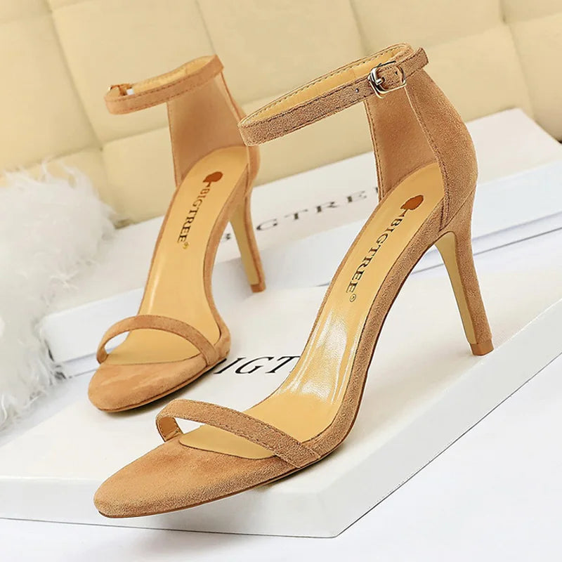 Y2K Fashion Suede Open Toe Heels - Sexy Party Pumps for Grunge Aesthetic & Coquette Style