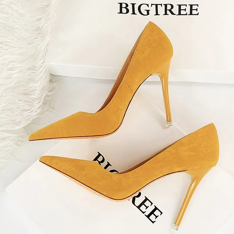 Y2K Fashion Suede Pumps - High Heels Stiletto Party Shoes for Grunge & Coquette Aesthetic