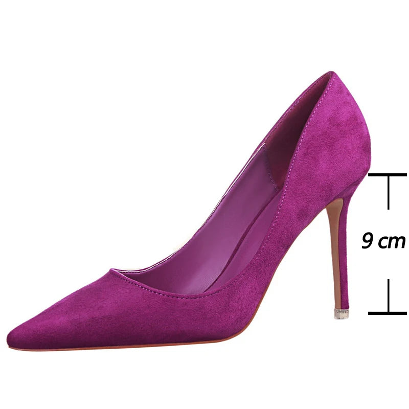 Y2K Fashion Suede Stiletto Pumps - Cute High Heels for Coquette Aesthetic & Grunge Style