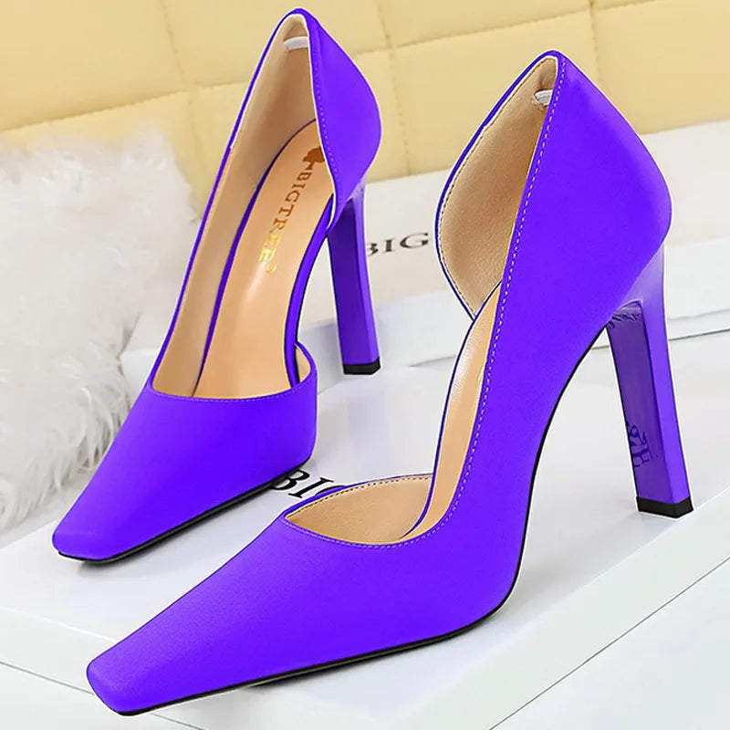 Y2K Fashion Thick Heels & Super High Heels Pumps in Silks & Satins - Trendy Women's Shoes