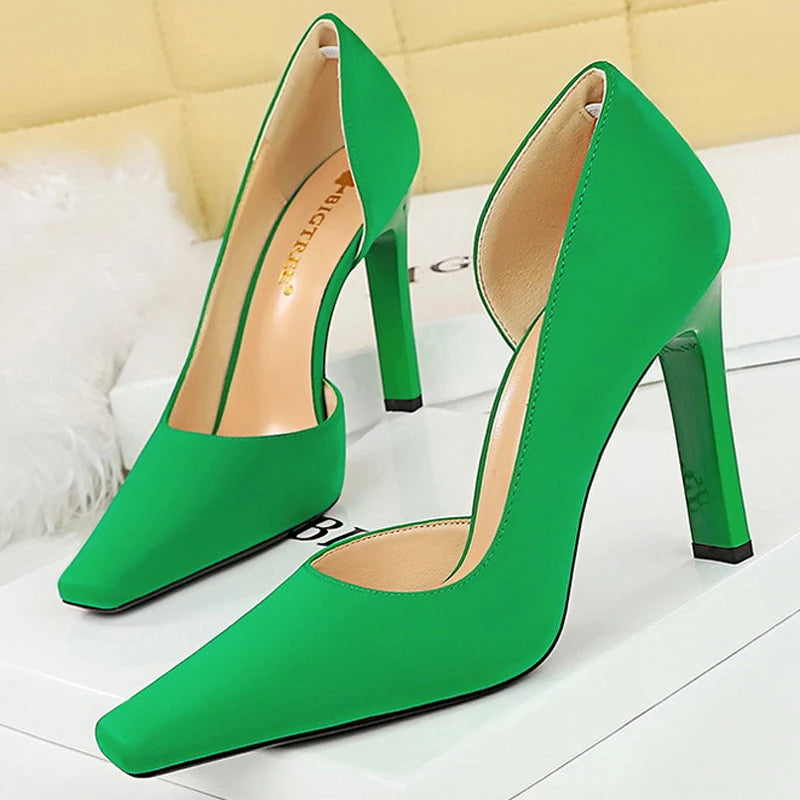 Y2K Fashion Thick Heels & Super High Heels Pumps in Silks & Satins - Trendy Women's Shoes