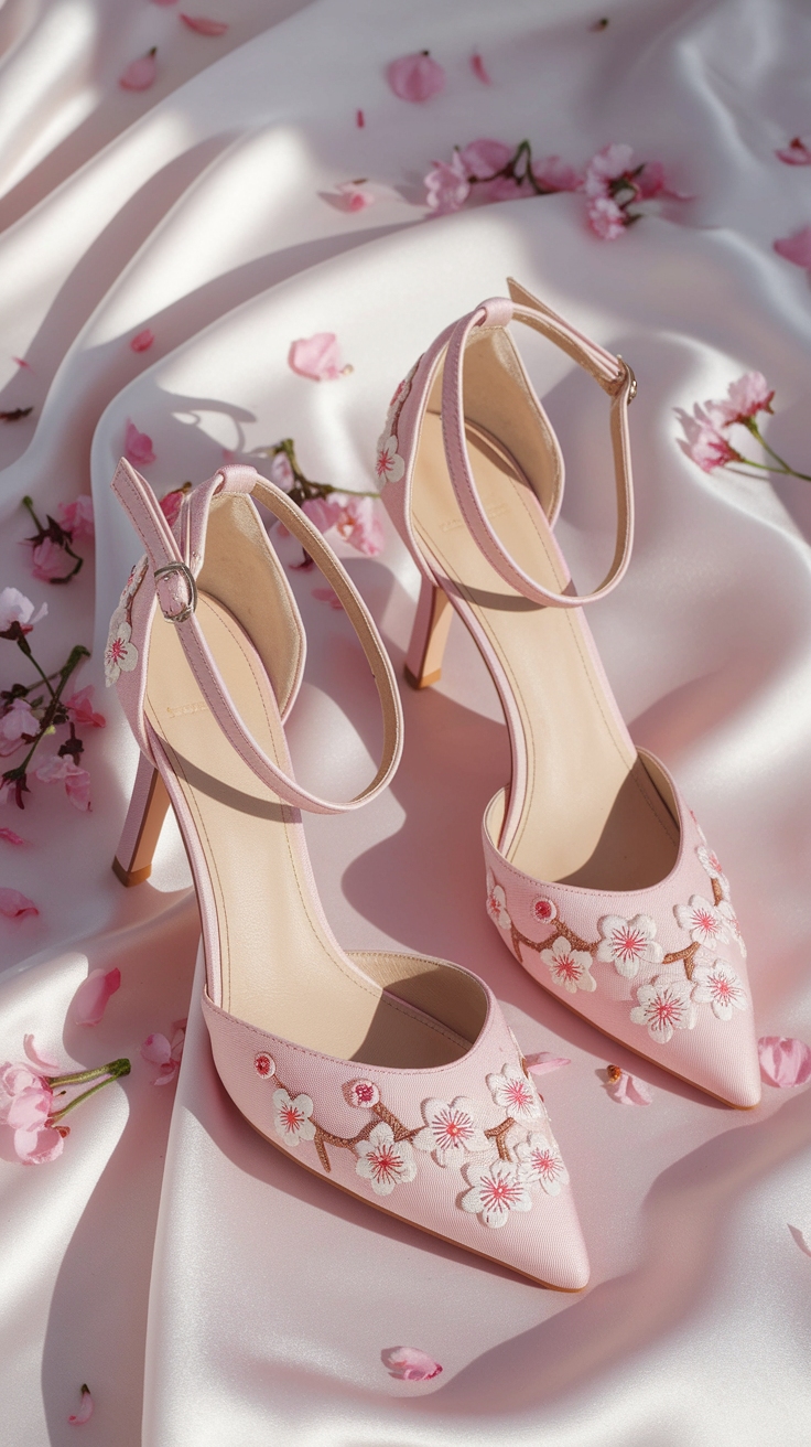 cherry blossom heels outfit idea