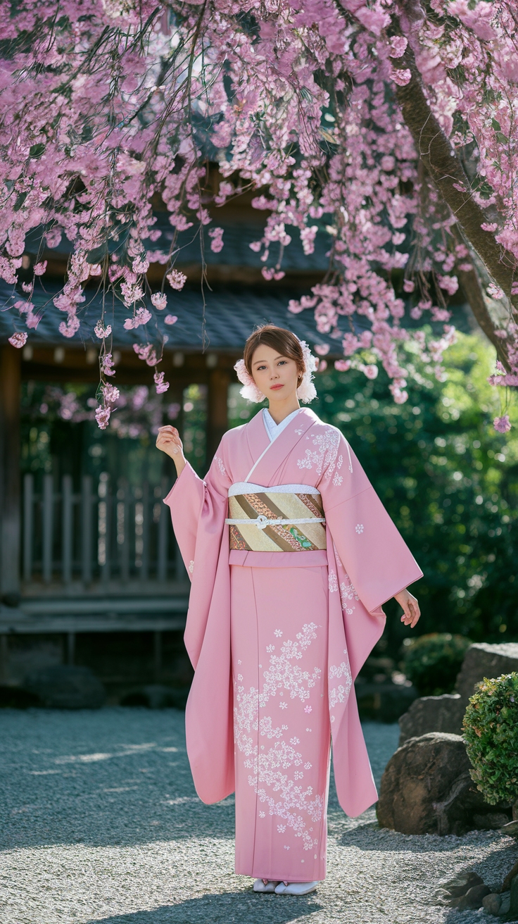 cherry blossom kimono outfit idea