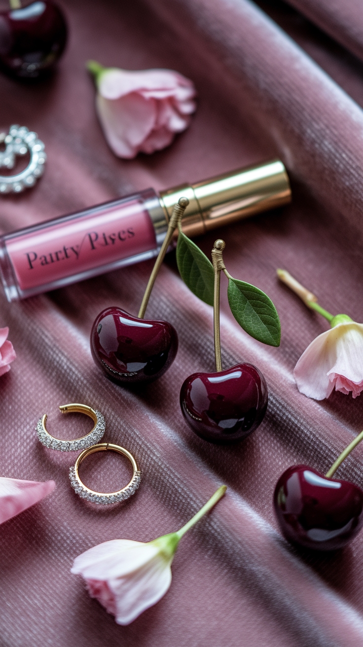 cherry earrings aesthetic outfit idea