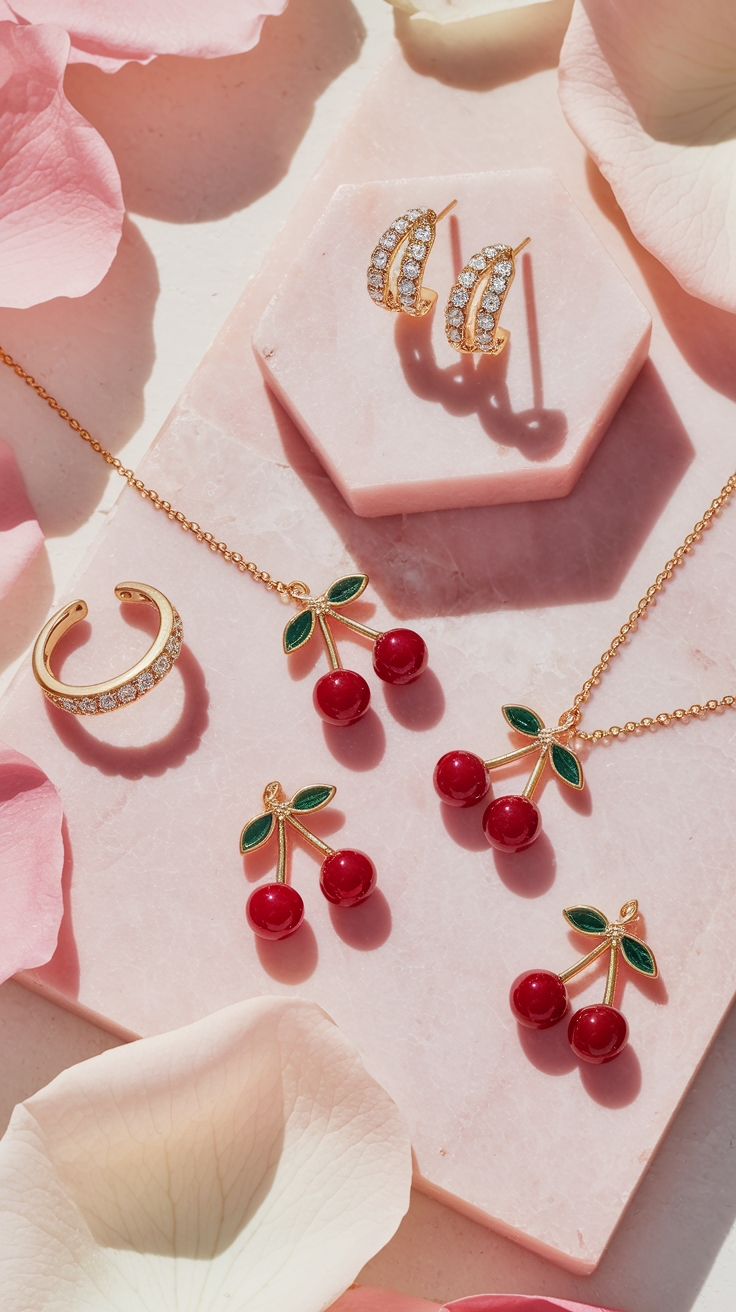 cherry jewelry outfit idea